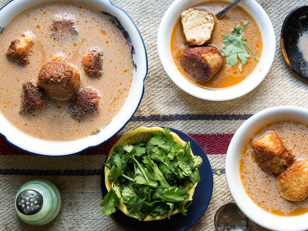 Masa Ball and Tomato Soup