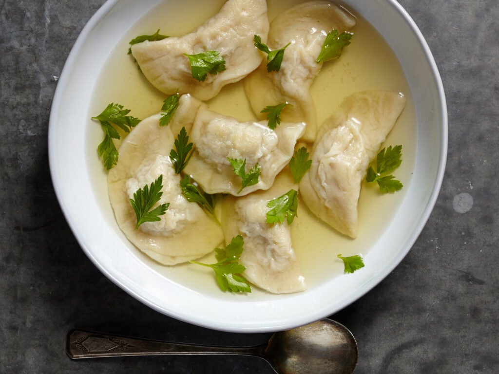 Pelmeni Dumplings in Chicken Broth