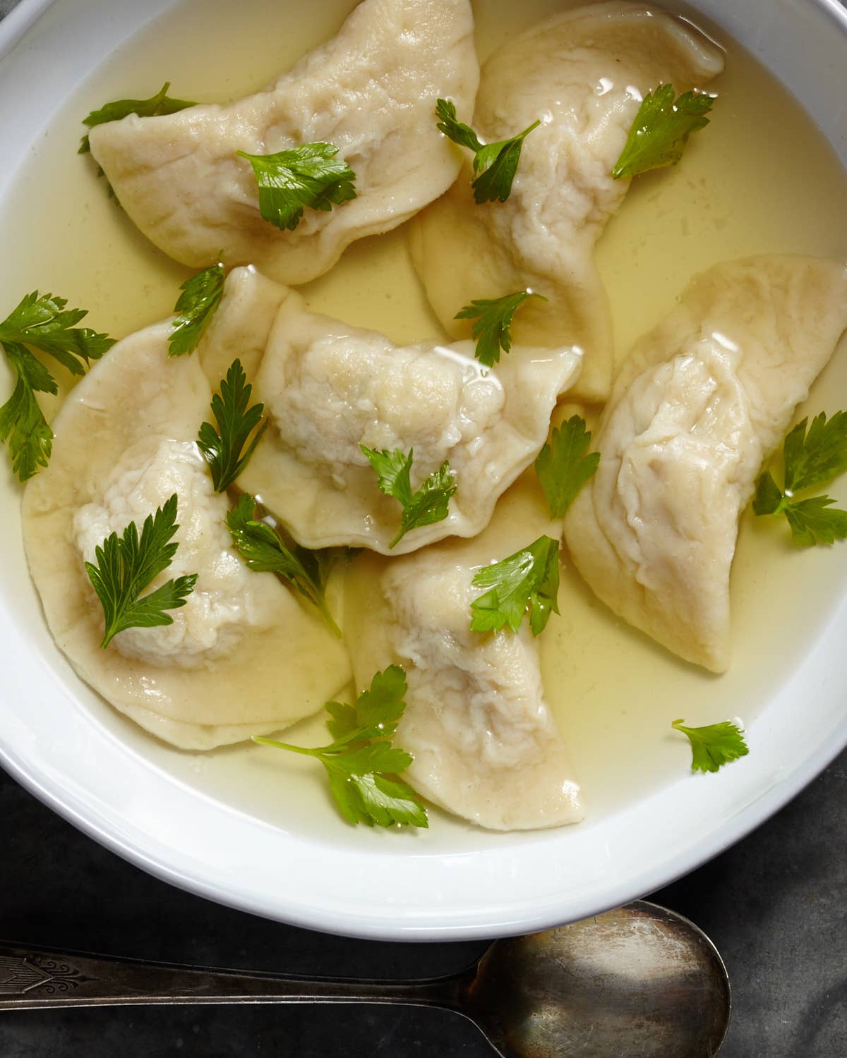 Pelmeni Dumplings in Chicken Broth