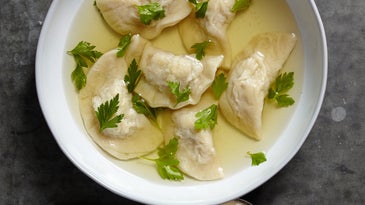 Pelmeni Dumplings in Chicken Broth