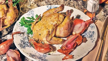 Salt-Baked Cornish Game Hens with Shallots and Orange Sauce
