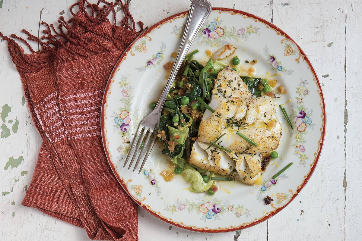 Pan-Seared Cod with Spring Vegetables | Saveur