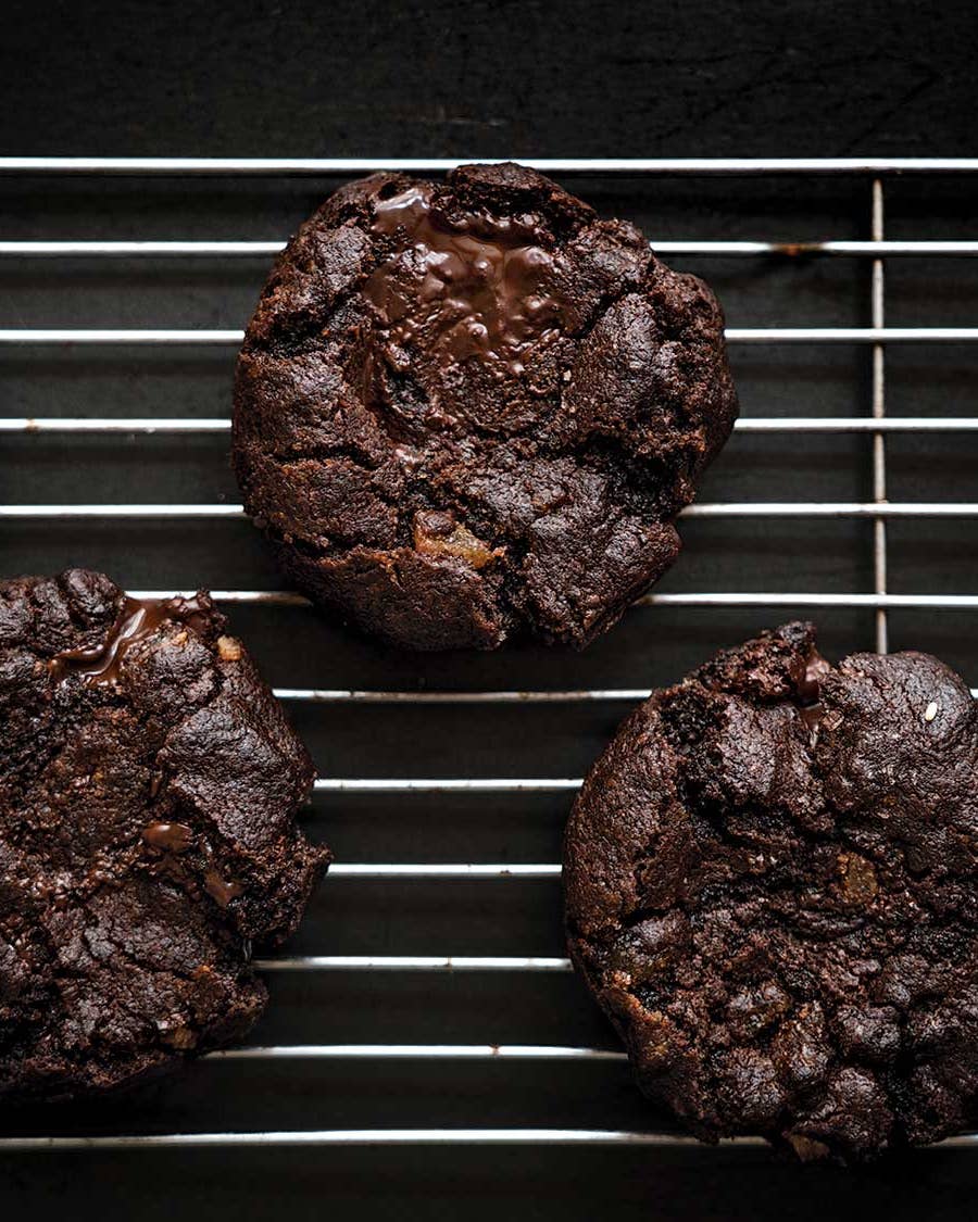 Double Chocolate and Candied-Ginger Cookies