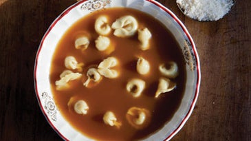 Beef Broth with Tortellini and Parmesan (Brodo )