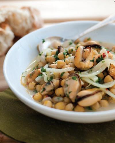 Mediterranean Mussel and Chickpea Soup with Fennel and Lemon