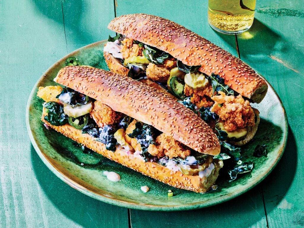 Fried Oyster Po'Boys with Kale and Tartar Sauce