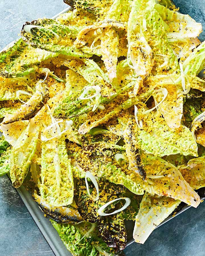 Little Gem Lettuces with Marinated Anchovies and Bottarga