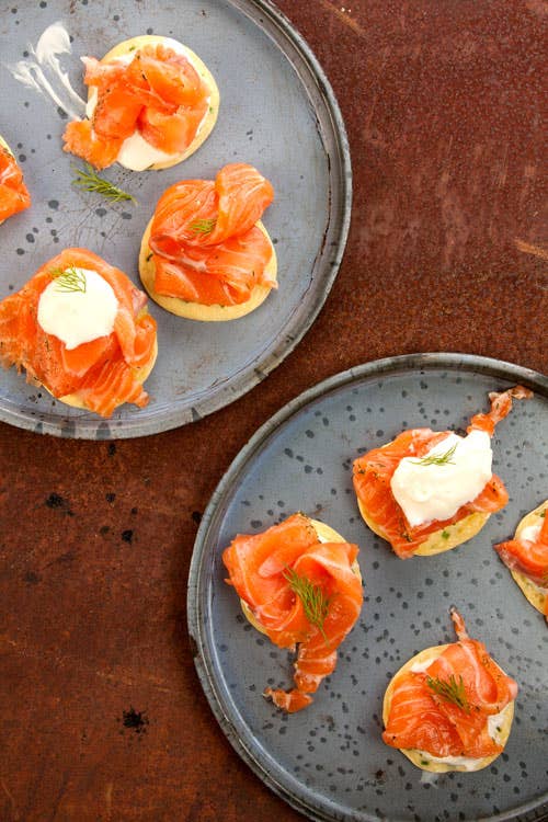 Gravlax with Blinis (Cured Salmon with Thin Pancakes)