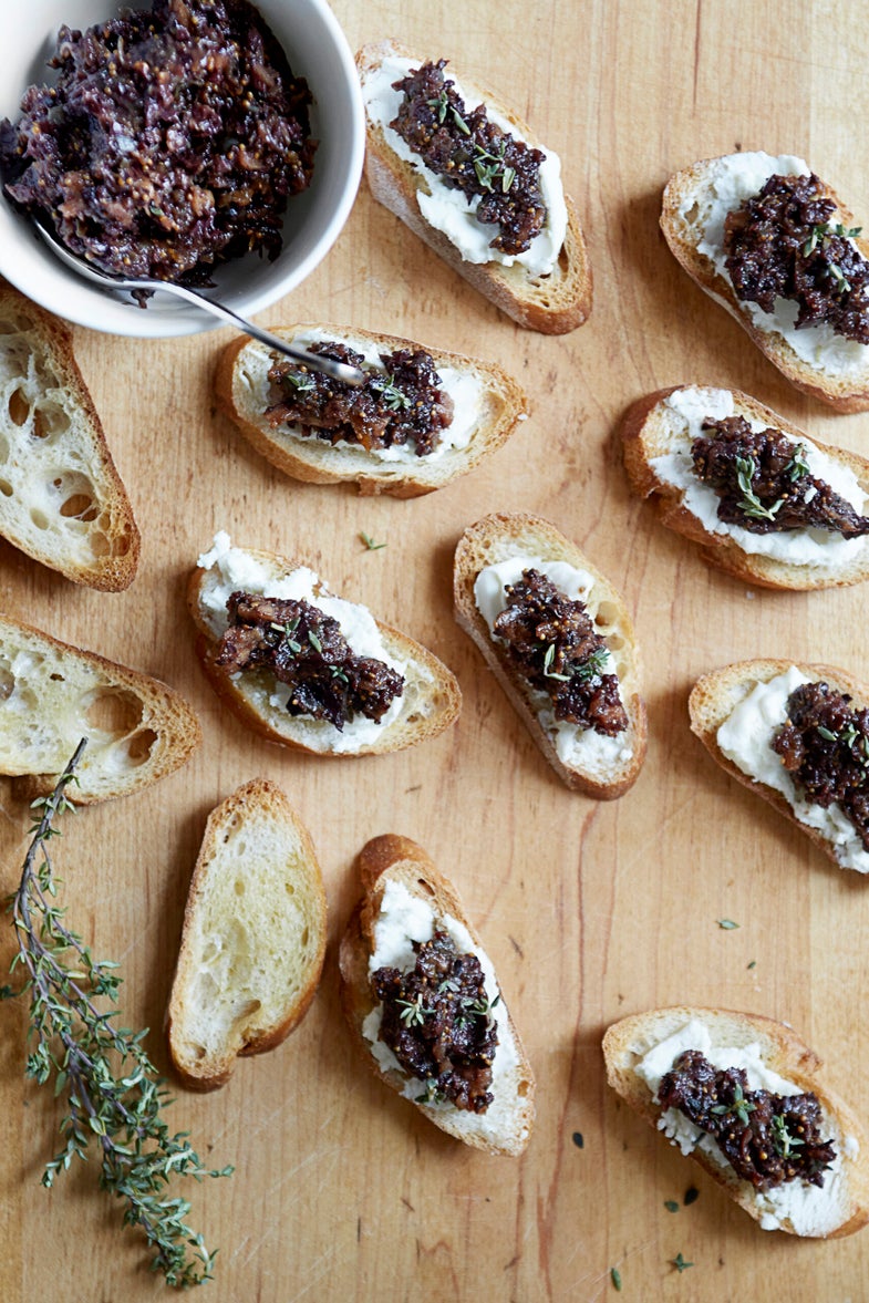 Goat Cheese Crostini with Fig-Olive Tapenade