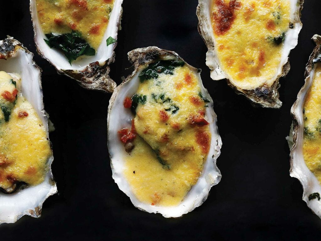 Broiled Oysters with Spinach and Brown Butter Hollandaise