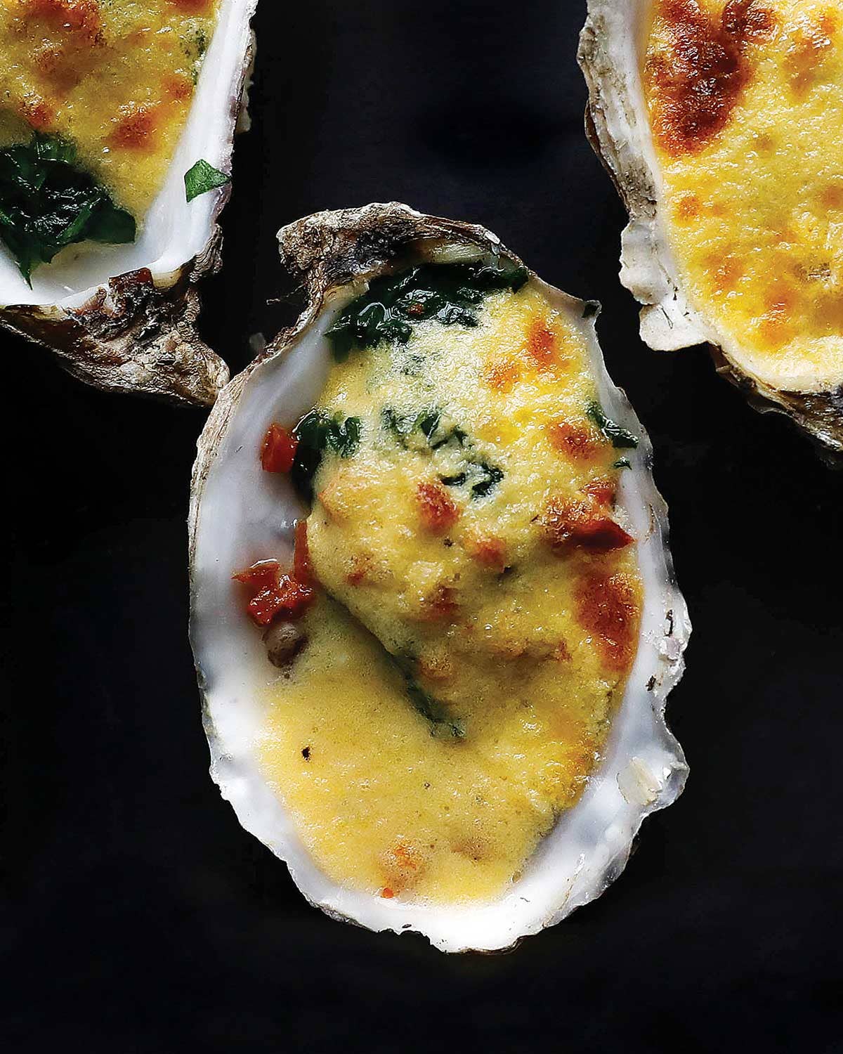 Broiled Oysters with Spinach and Brown Butter Hollandaise