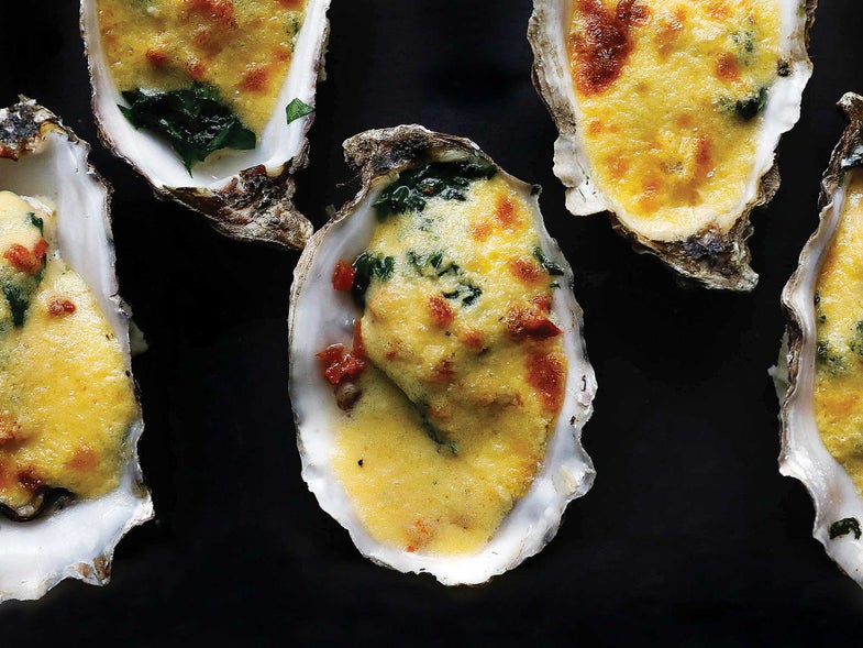 Broiled Oysters with Spinach and Brown Butter Hollandaise