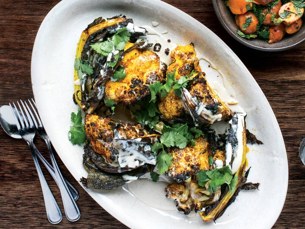 Vegetarian Spicy Roasted Cauliflower with Tahini