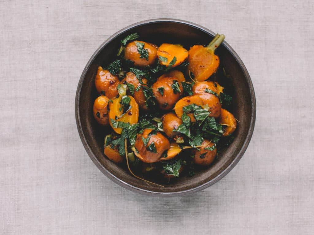 Moroccan Carrots with Aleppo Pepper and Mint for Thanksgiving Sides