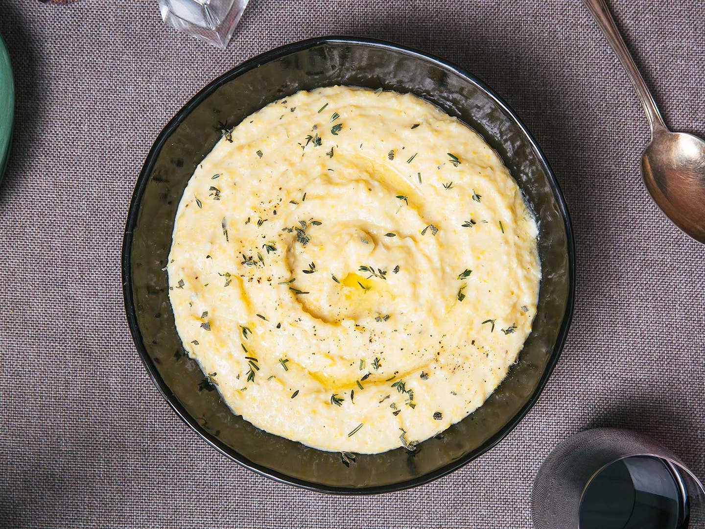 Roasted Garlic Polenta “Mash” with Herbs and Mascarpone