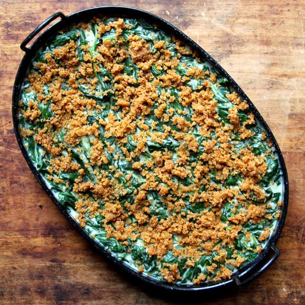 Creamed Spinach with Spiced Bread Crumbs Saveur