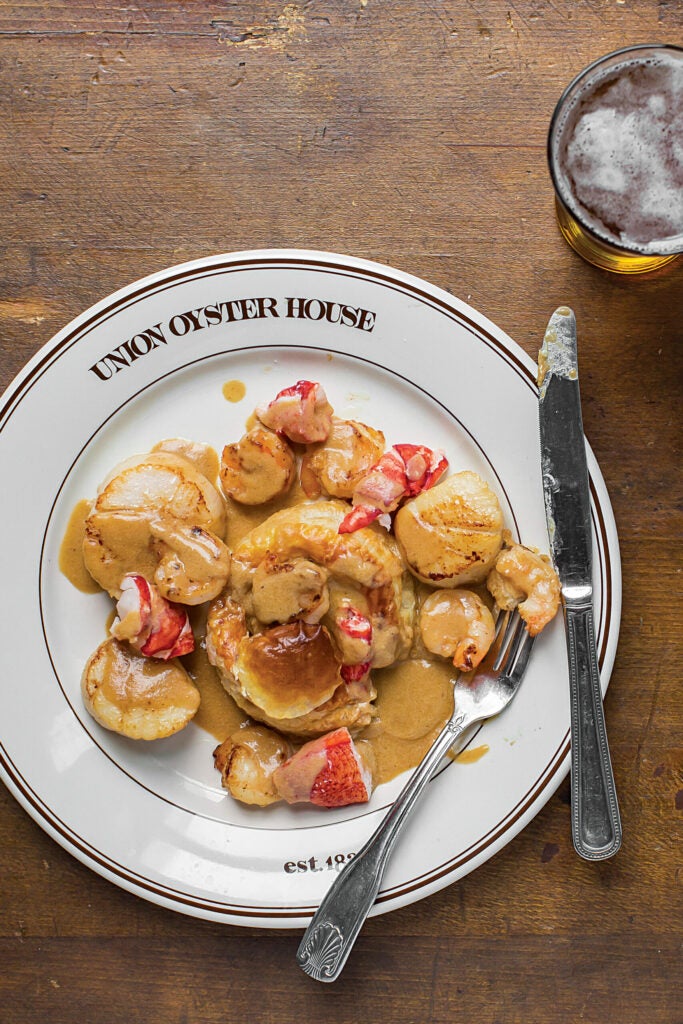 Seafood Newburg (Lobster, Scallops, and Shrimp in Sherry Cream Sauce)