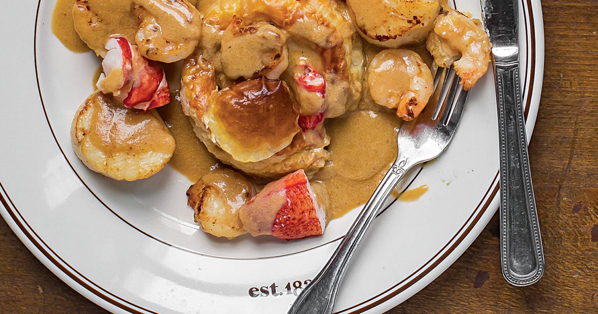 Seafood Newburg (Lobster, Scallops, and Shrimp in Sherry Cream Sauce)