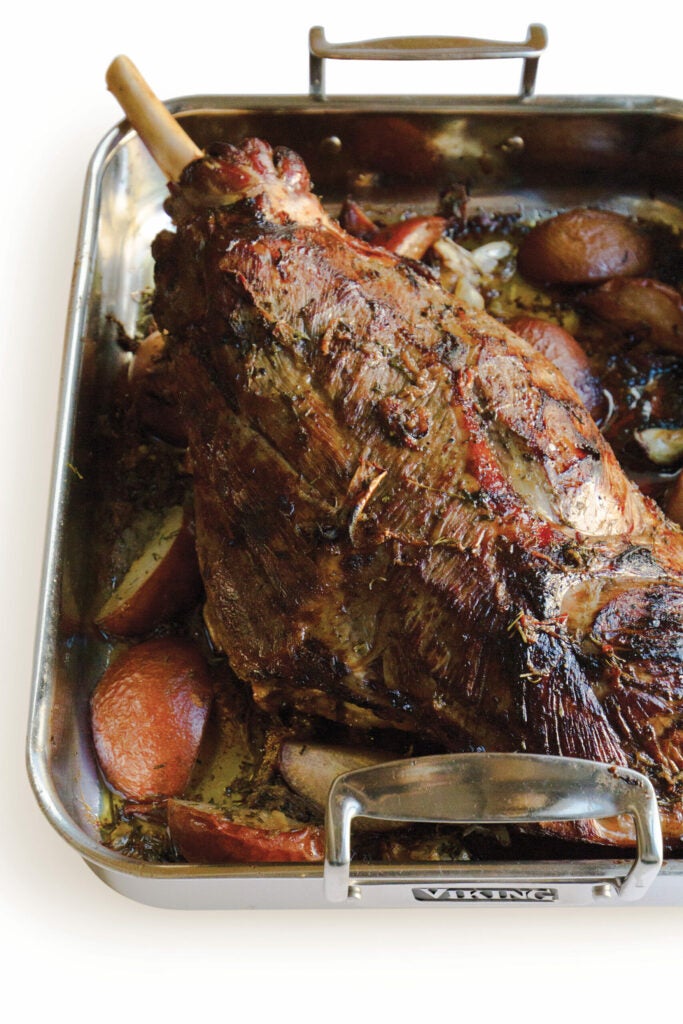 Pear-Marinated Roast Leg of Lamb