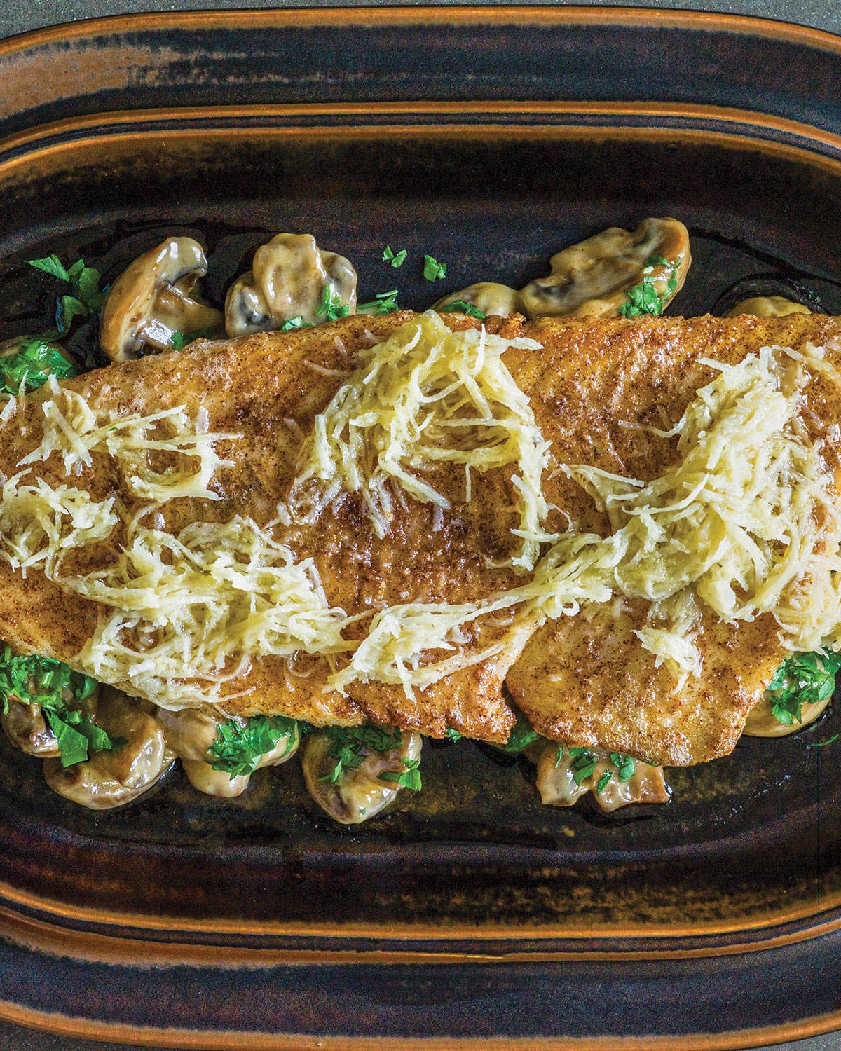 Pike-perch with Creamed Mushrooms and Horseradish Butter