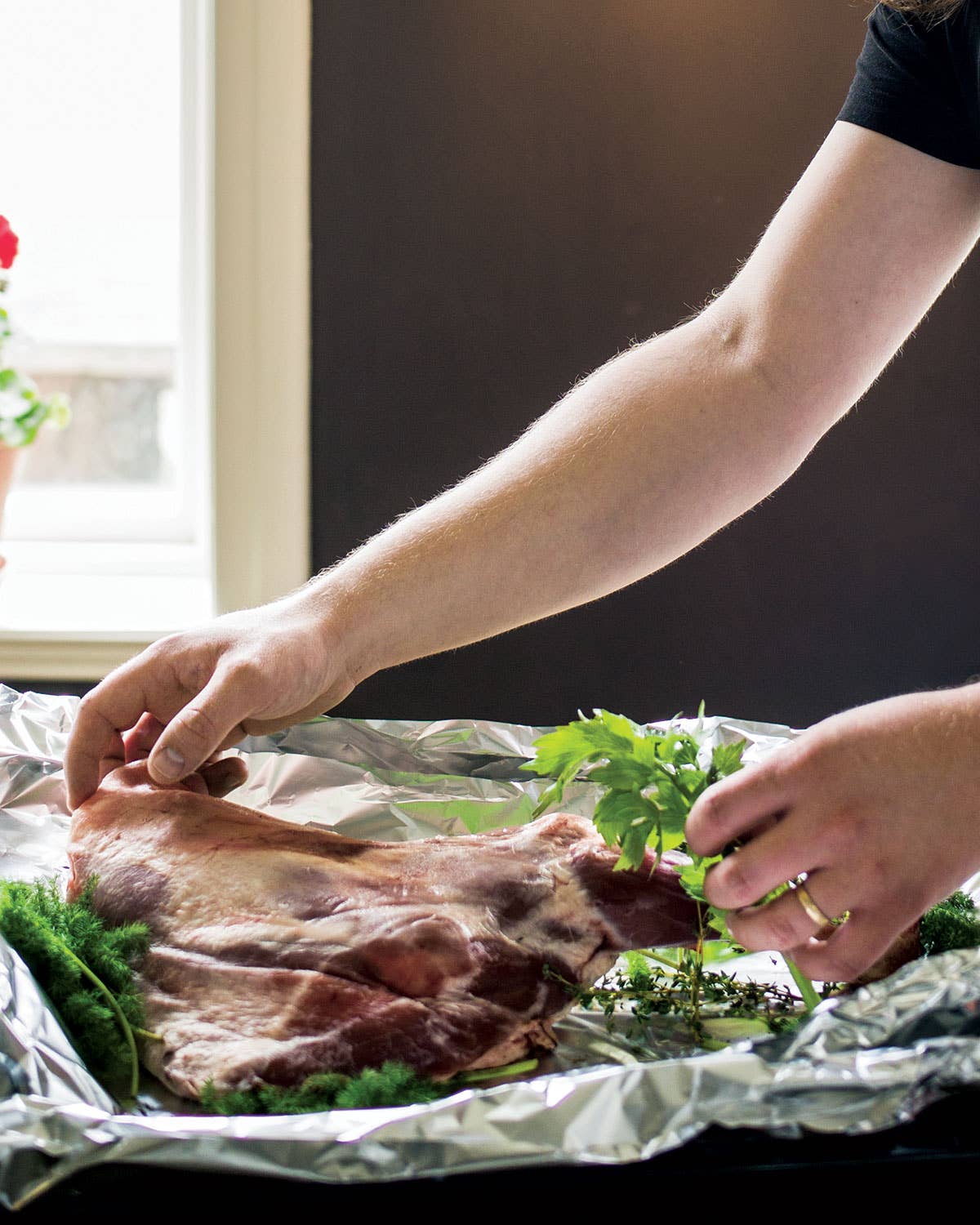 Sweden, recipe, Magnus Nilsson, roast lamb, herbs, kale