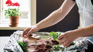 Sweden, recipe, Magnus Nilsson, roast lamb, herbs, kale