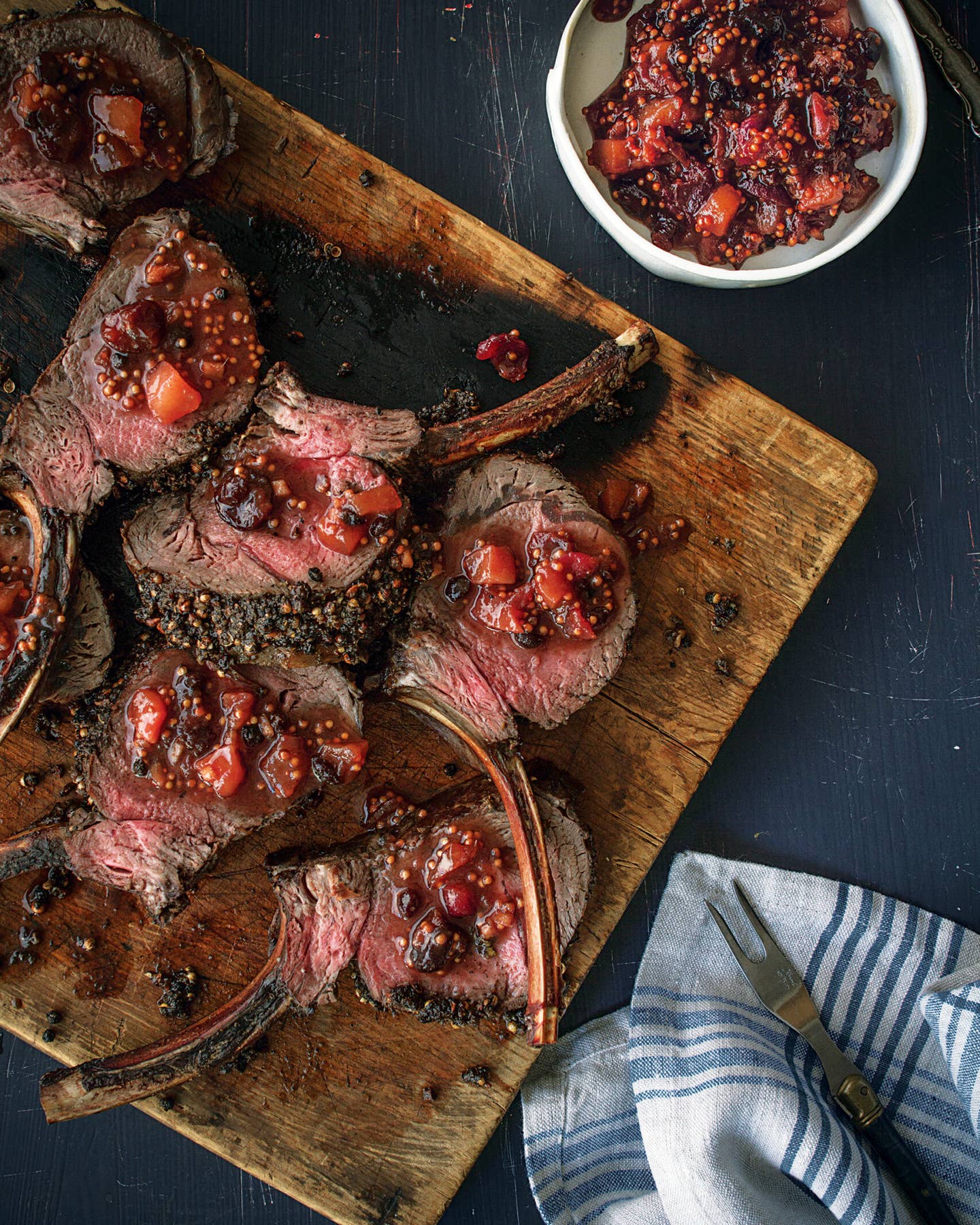Juniper Berry-Crusted Rack of Venison with Mostarda