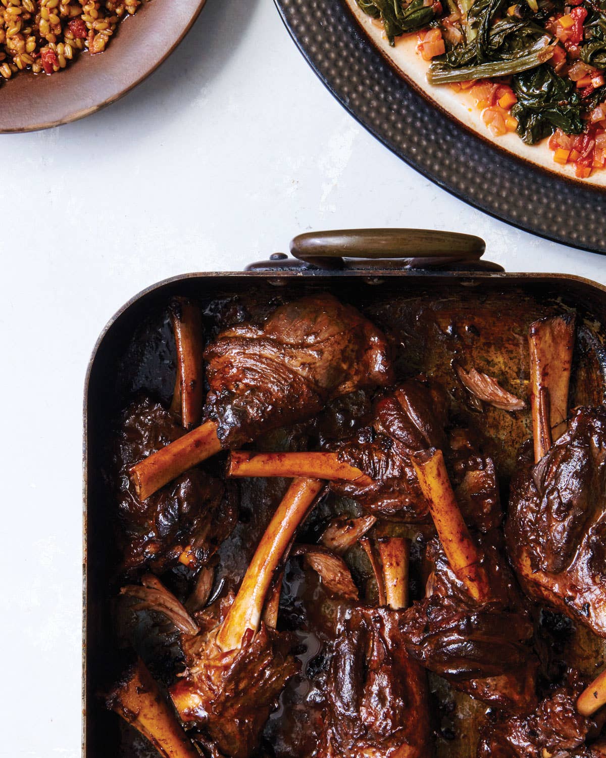 Lamb Shanks in Red Wine with Creamy Eggplant
