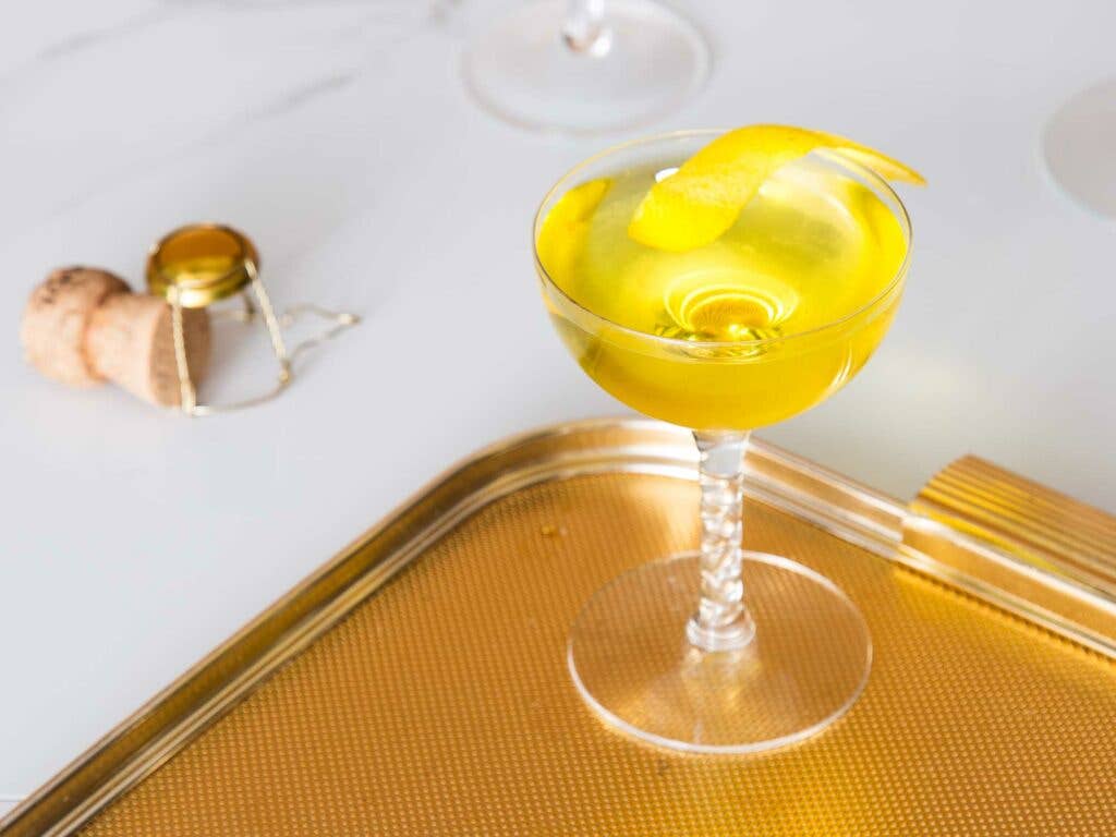Golden Chrysanthemum Champagne Cocktail