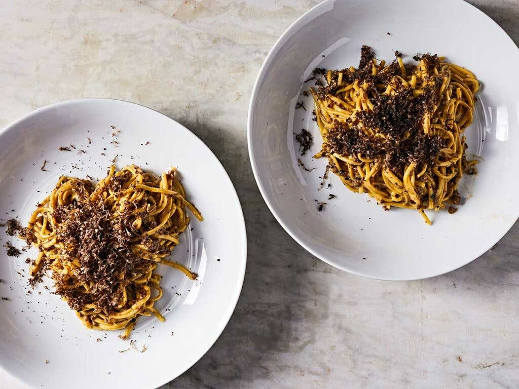 Homemade pasta with chicken liver