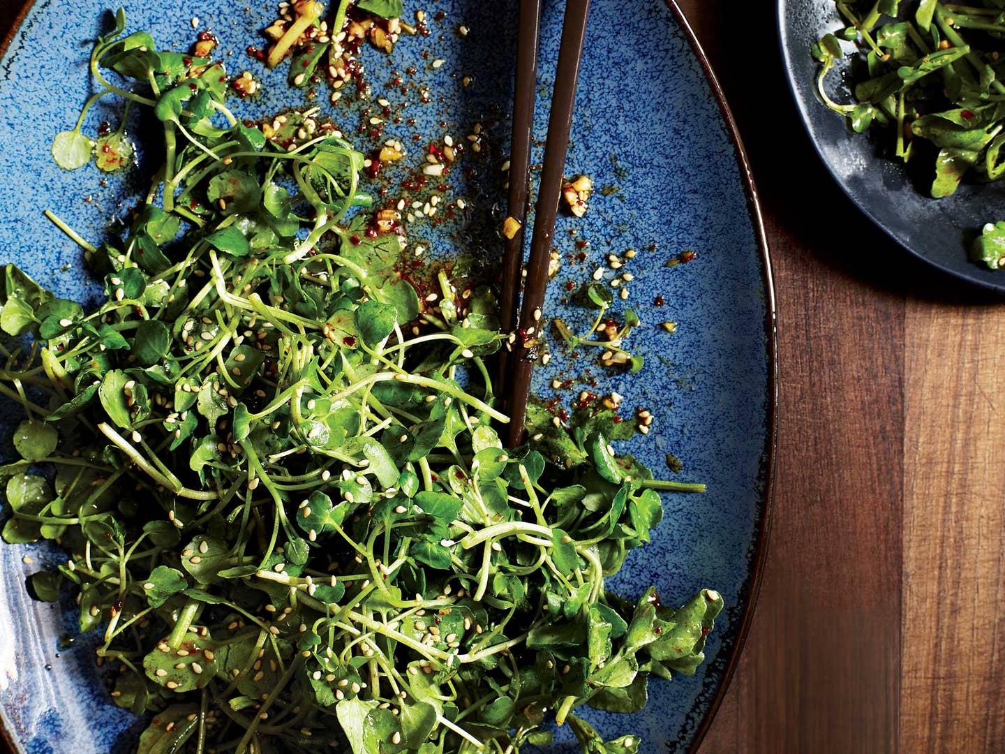 Watercress & Sugar Snap Salad with Warm Sesame-Shallot Vinaigrette