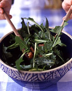 Spring Lions Dandelion Salad with Lardons