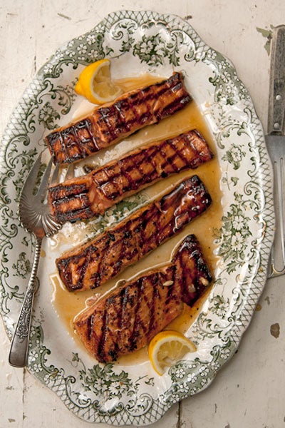 Salmon Glazed with Rosemary- and Lemon-Infused Honey