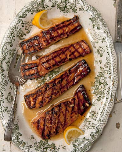 Salmon Glazed with Rosemary- and Lemon-Infused Honey
