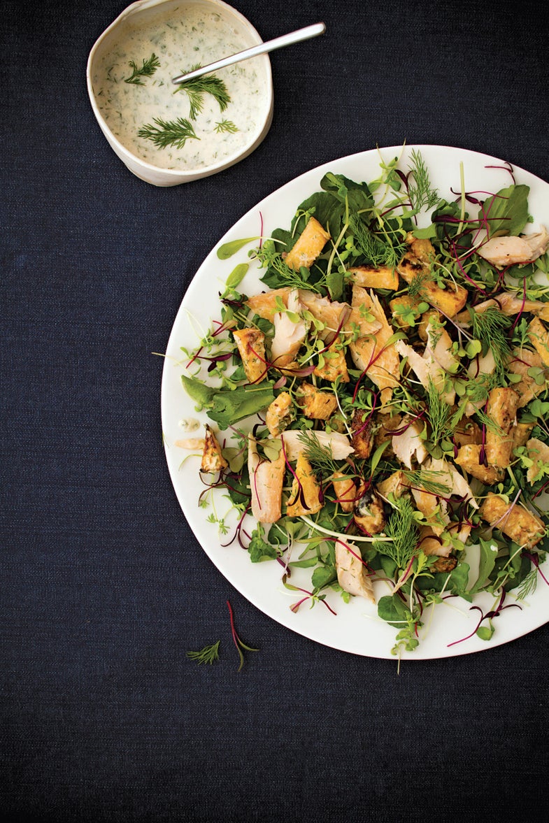 Smoked Trout, Rutabaga, and Microgreen Salad, Late Winter Feast