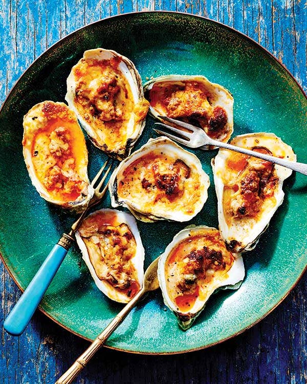 Broiled Oysters with Parmigiano and 'Nduja