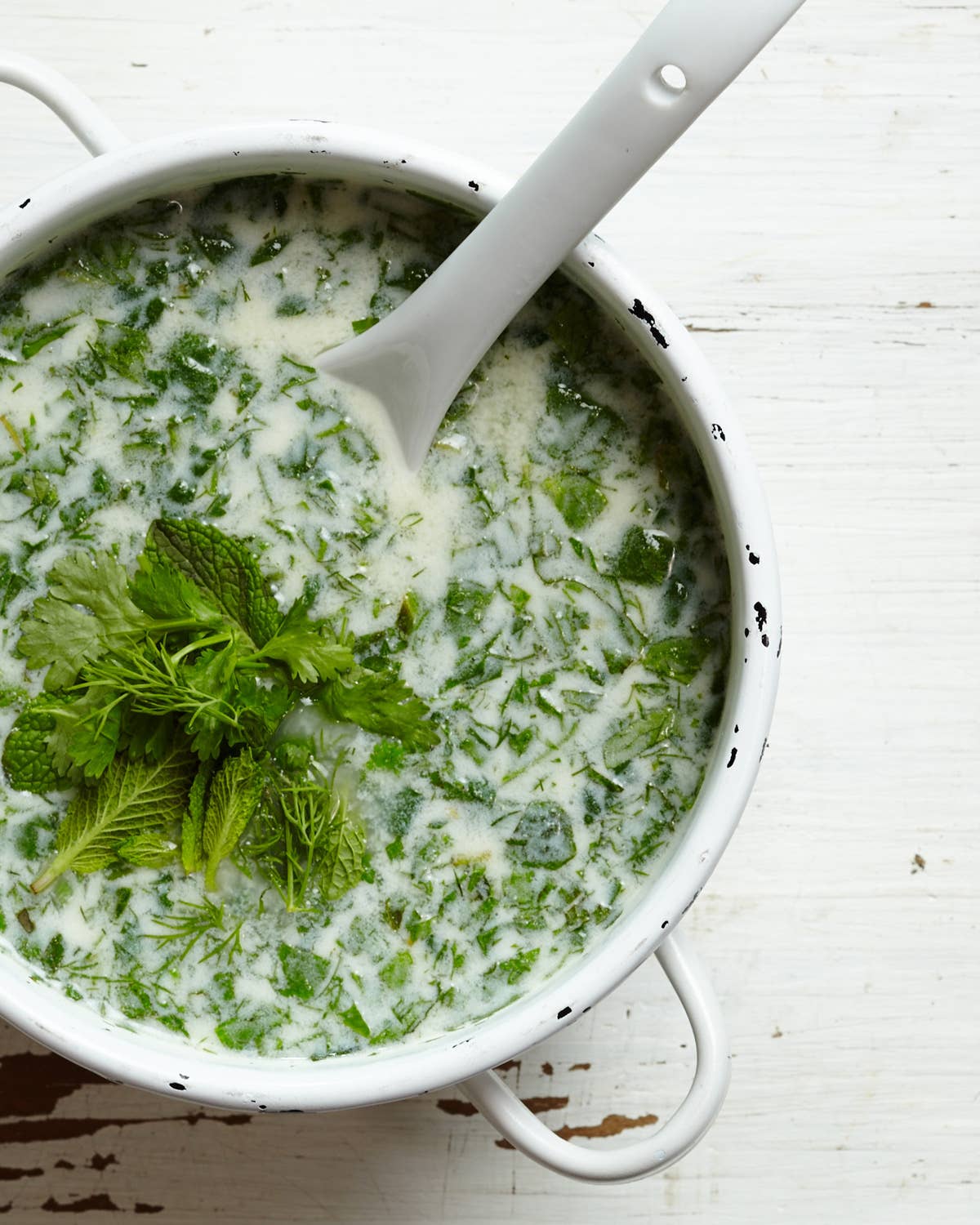 Cold Yogurt and Herb Soup with Chickpeas