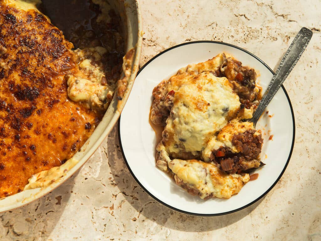 Moussaka on White plate