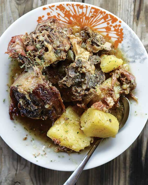 Roasted Goat with Potatoes and Onion
