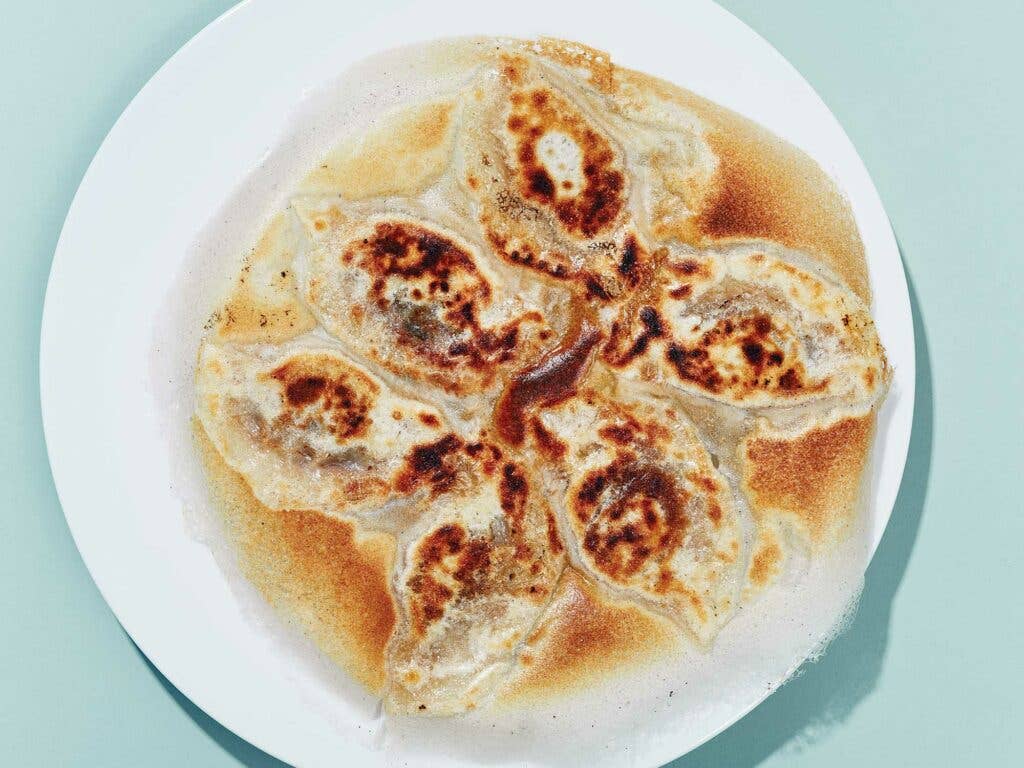 pan-fried spicy beef dumplings