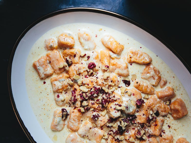 Gluten-Free Sweet Potato Gnocchi with Gorgonzola Cream Sauce