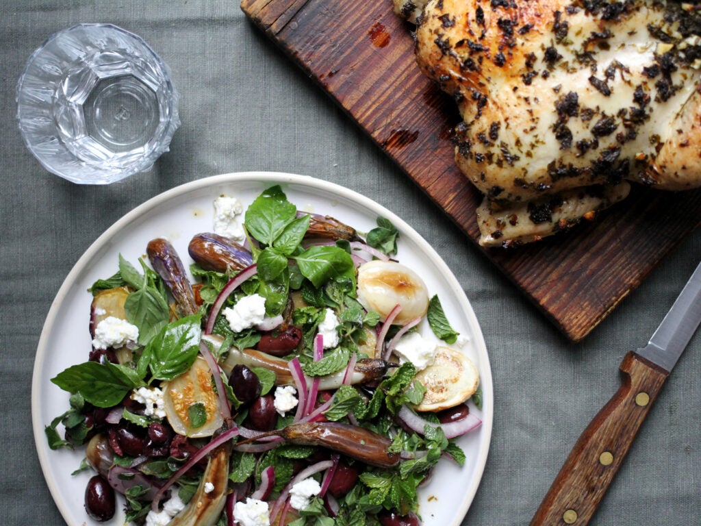 Rainy Day Chicken with Eggplant Salad