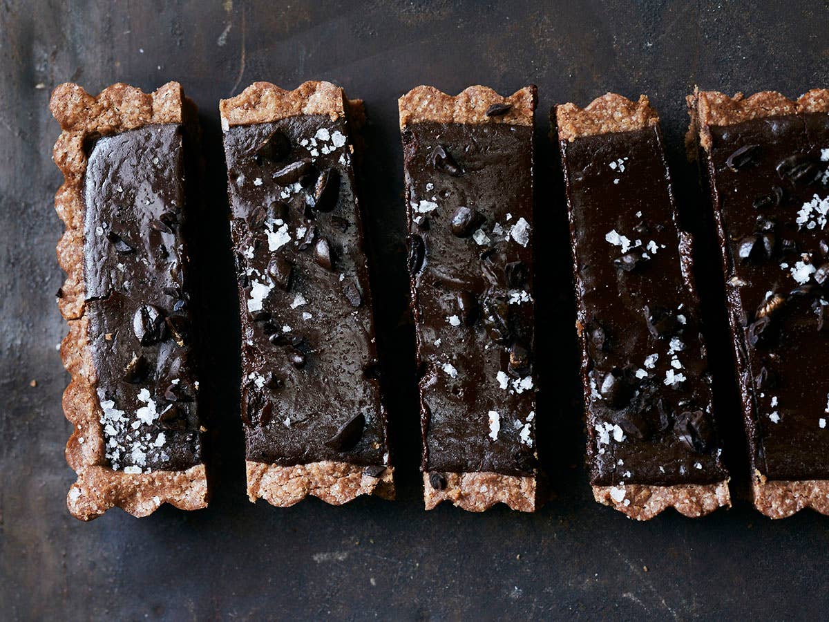 Chocolate Ganache Tart with Sea Salt Espresso Beans