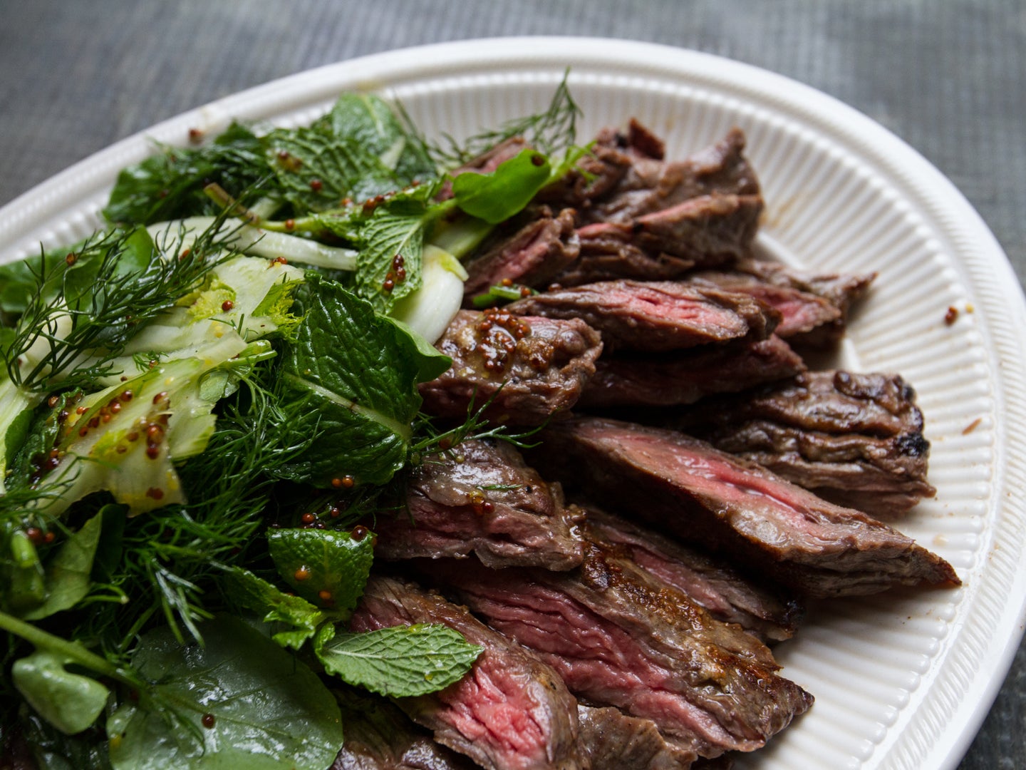 Grilled Skirt Steak with Herb Salad