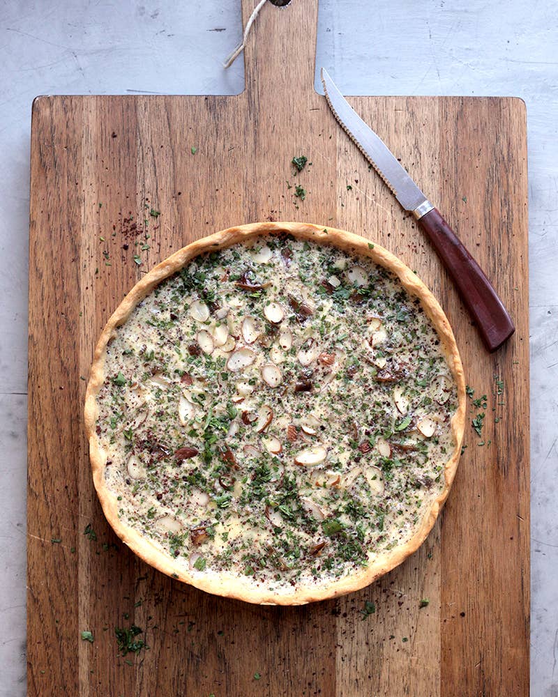 Date, Parsley, and Sumac Quiche with Crushed Almonds