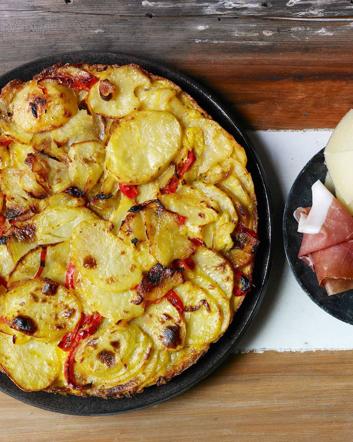 Basque Potato and Pepper Tortilla with Ham and Cheese
