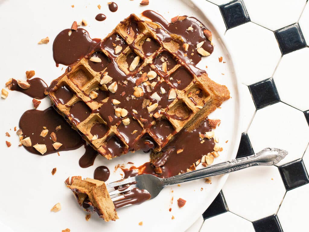 Espresso Waffles with Mocha Drizzle