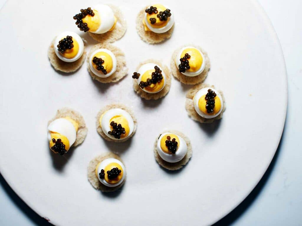 Deviled quail eggs