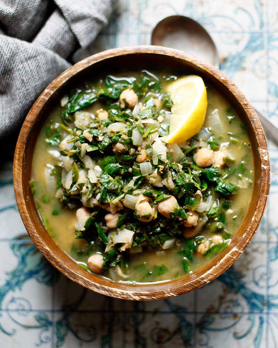 Palestinian Spinach and Chickpea Stew (Sabanekh bil hummus)