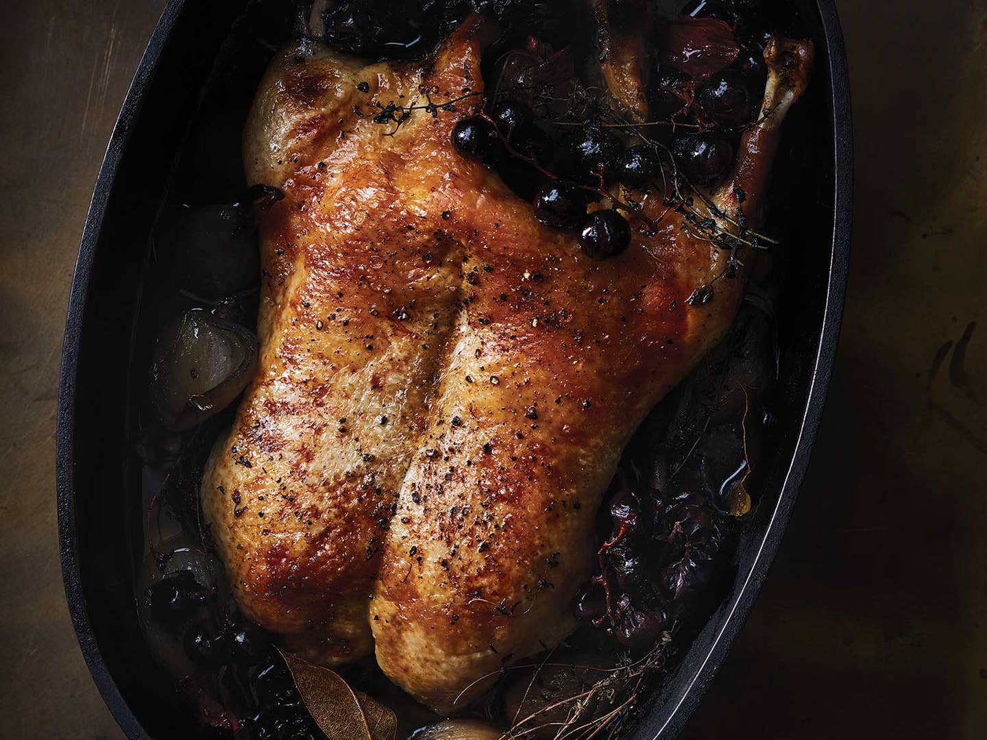 The Winemaker’s Roast Duck with Shallots and Concord Grapes